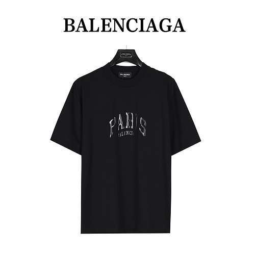 Balenciaga BLCG 4ss stampa lucida a olio bordi sfrangiati maniche corte danneggiate OVERSIZE version