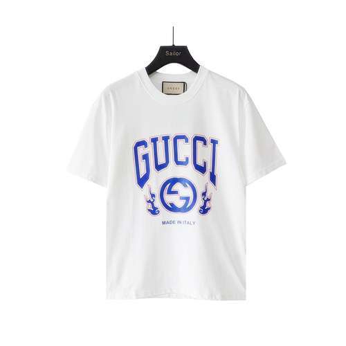 GC Gucci 24ss doppia G ali di fiamma stampate maniche corte