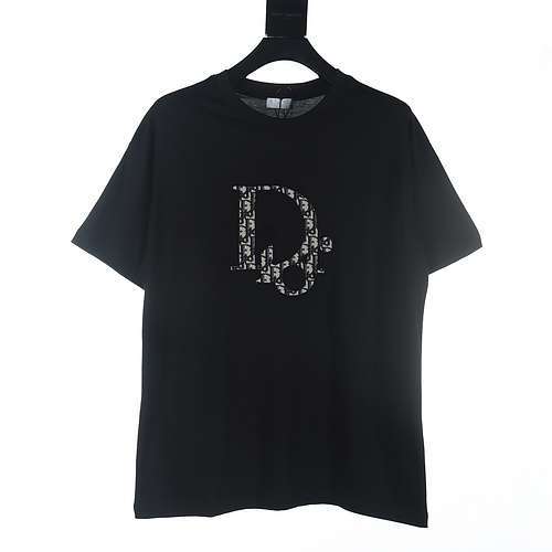 T-shirt a maniche corte ricamata con patch di fiori antichi Dior CD