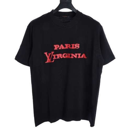 T-shirt a maniche corte con stampa di lettere con logo sparsi LV