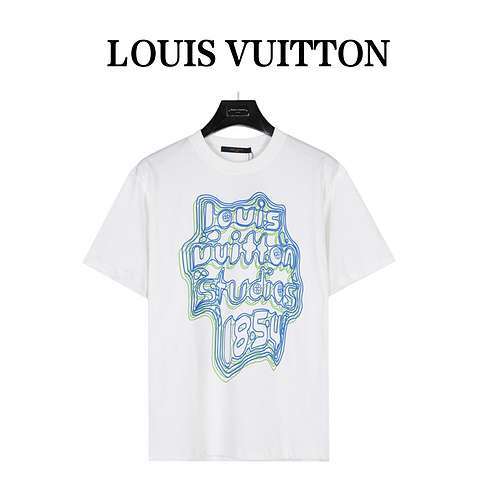 T-shirt a maniche corte con stampa neon con curva geometrica di LVLouis Vuitton