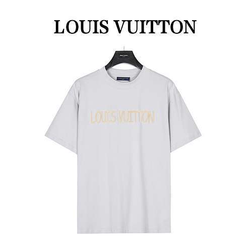 Tshirt a maniche corte ricamata con lettera spazzolino da denti con logo tridimensionale di LVLouis 