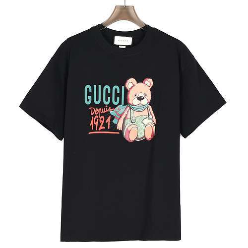 Tshirt a maniche corte con stampa commemorativa dell'orso dei cartoni animati GCGucci 24SS 1921