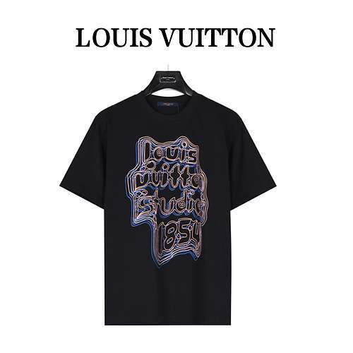 T-shirt a maniche corte con stampa neon con curva geometrica di LVLouis Vuitton