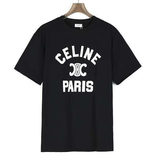 T-shirt CECéline 24SS Arc de Triomphe con stampa lettere girocollo e maniche corte