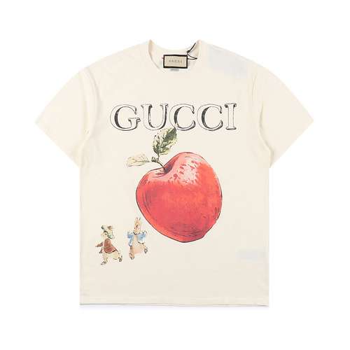 Tshirt con stampa Apple con logo classico GC Gucci 24ss