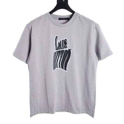 T-shirt a maniche corte con stampa di lettere astratte LV