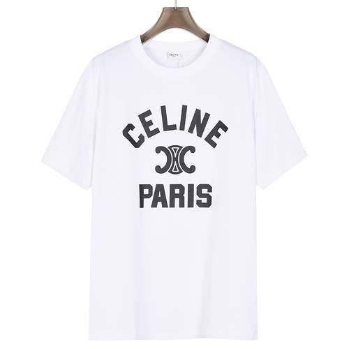 T-shirt CECéline 24SS Arc de Triomphe con stampa lettere girocollo e maniche corte