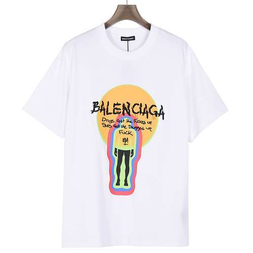 T-shirt a maniche corte con ritratto arcobaleno BLCGBalenciaga 24SS