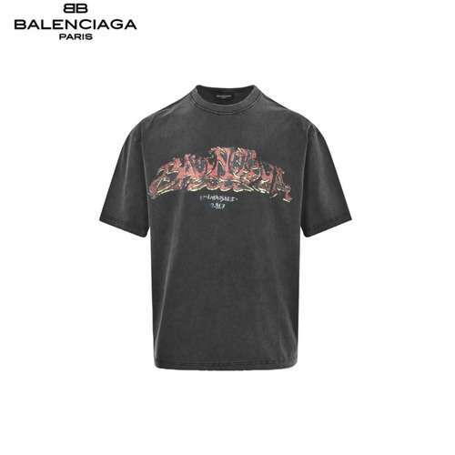 BLCGBalenciaga maniche corte lavate con effetto fiammato