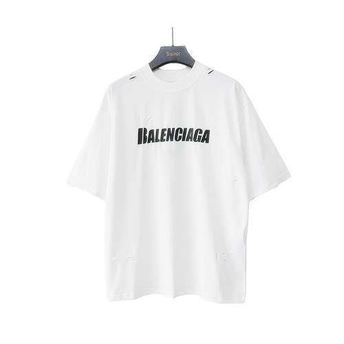 Maniche corte Balenciaga BLCG lavate con logo danneggiato e strappato