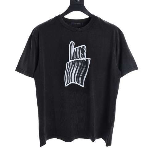 T-shirt a maniche corte con stampa di lettere astratte LV