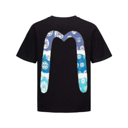 Maniche corte stampate EViSU Lucky God blu Daruma big M