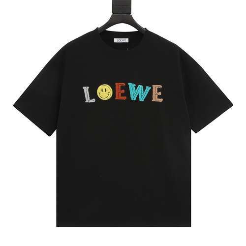 LELoewe 24ss asciugamano lettera ricamata maniche corte