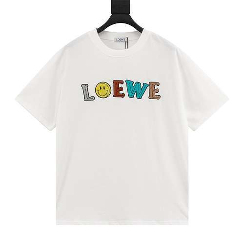 LELoewe 24ss asciugamano lettera ricamata maniche corte