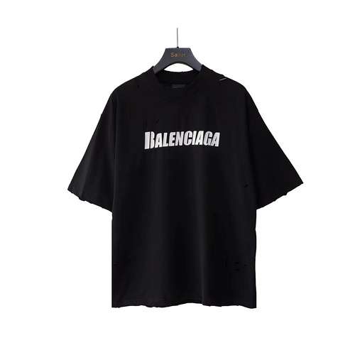 Maniche corte Balenciaga BLCG lavate con logo danneggiato e strappato