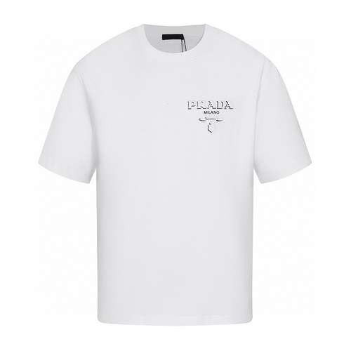 Tshirt a maniche corte PRD 24ss di ultimo stile con logo Prada in rilievo