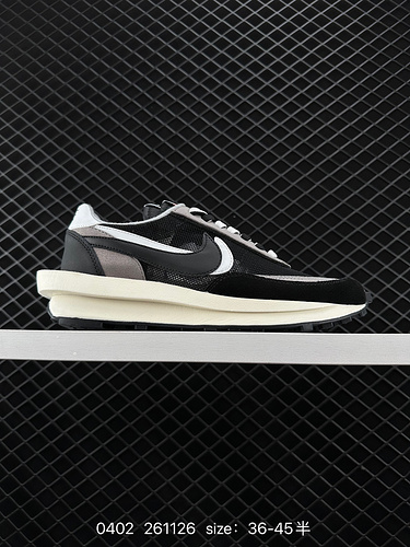 3 Nike/NIKE Nike double hook Swoosh running shoes, thick-soled height-increasing sports shoes. Sacai