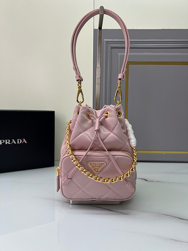 Bucket bag Pu@da women's bag Pu@da crossbody bag Made of imported top original leather High-end repl