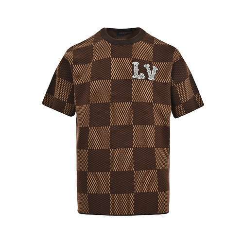 Maniche corte in maglia a scacchiera con logo Fei Dong di LVLouis Vuitton 24ss