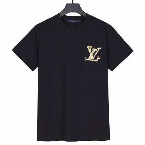 LV Louis Vuitton 24ss nuovo logo abbottonato con maniche corte ricamate