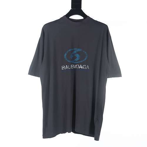 Balenciaga BLCG 24 nuova maglietta a maniche corte con fiore diviso con stampa diretta LOGO blu