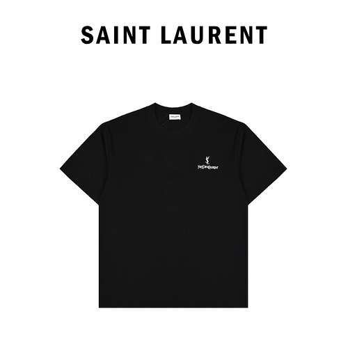 T-shirt a maniche corte con logo classico stampato Saint Laurent YSL 24ss