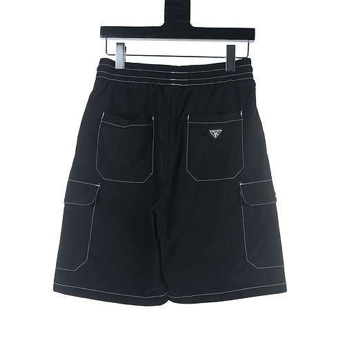 Shorts Prada PRD in nylon con logo triangolare impunturato a contrasto