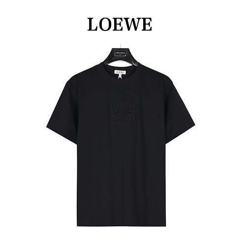 T-shirt a maniche corte con logo ricamato LELoewe 24ss con motivo scuro