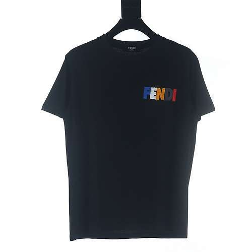 Tshirt a maniche corte ricamata con spazzolino colorato Fendi FD