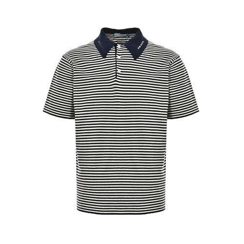 PRDPrada 23ss Polo in maglia a righe bianche e blu maniche corte