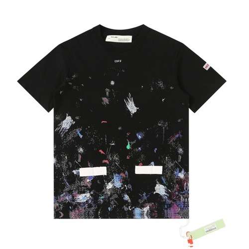 T-shirt a maniche corte con inchiostro Splash, cielo stellato, fuochi d'artificio OW