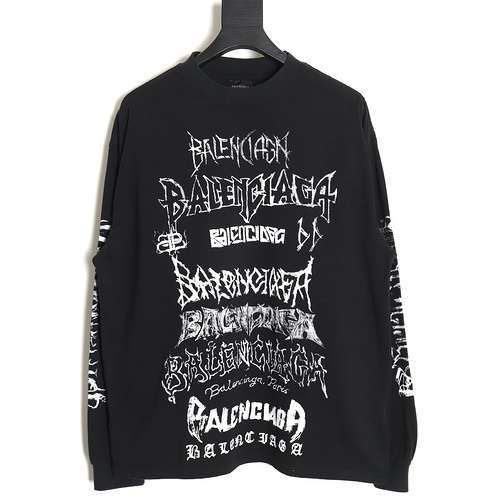 T-shirt a maniche lunghe BLCG Balenciaga 24SS Anno del Drago con lettere stampate all-over in edizio