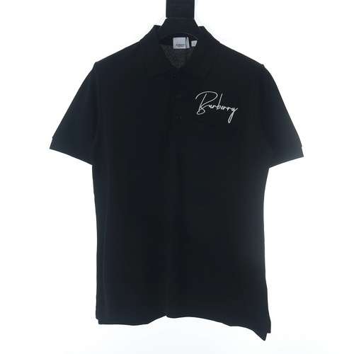 Polo a maniche corte Burberry BBR 22ss con firma artistica nera