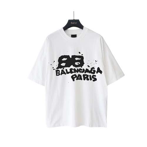 Balenciaga BLCG BB graffiti dipinti a mano a maniche corte