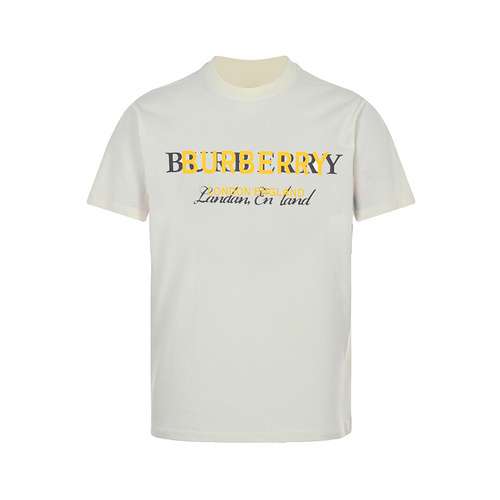 T-shirt a maniche corte con stampa classica di BurberryBBR con lettere sovrapposte e slogan sul pett