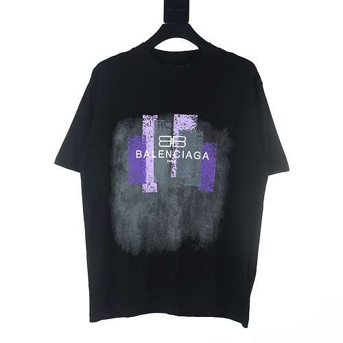 Tshirt Balenciaga BLCG viola a maniche corte con stampa di lettere grafiche