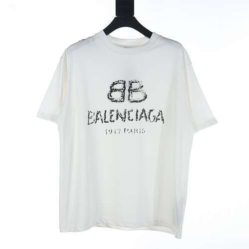 T-shirt a maniche corte con stampa di scritte graffiti sfocate Balenciaga BLCG