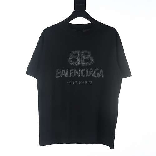 T-shirt a maniche corte con stampa di scritte graffiti sfocate Balenciaga BLCG