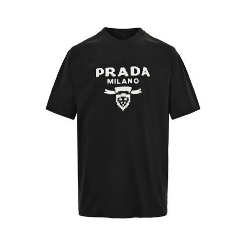 PRDPrada 24ss maglia con lettere ricamate a maniche corte