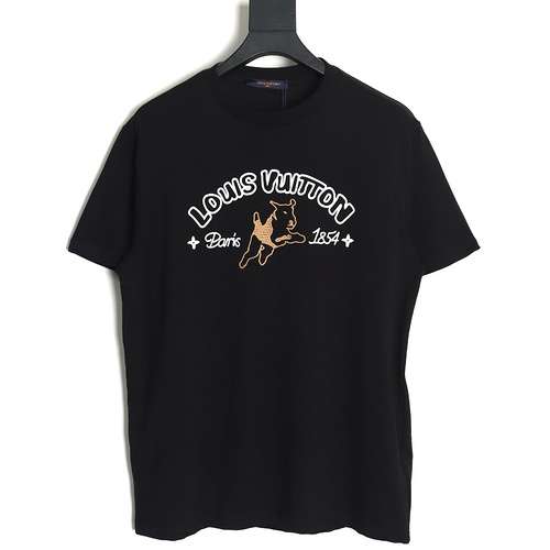 T-shirt a maniche corte ricamata con cucciolo di LV Louis Vuitton 24SS