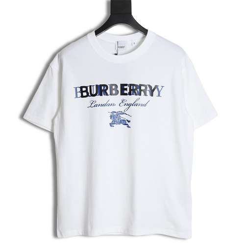 Tshirt a maniche corte con stampa cavallo da guerra con lettere sovrapposte BBR Burberry 23SS