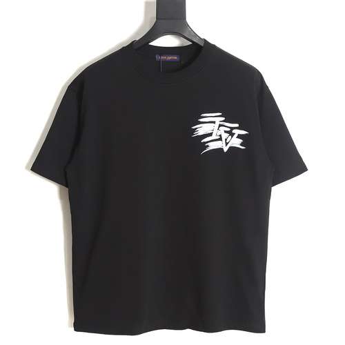 T-shirt a maniche corte con graffiti dipinti a mano di LV Louis Vuitton 23SS