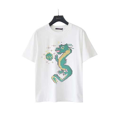 T-shirt a maniche corte con logo stampato delle pantofole di zucca LV Louis Denwei 24SS