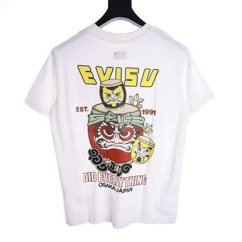 EVISU Lucky God Daiko Daruma 1991 modello logo maniche corte