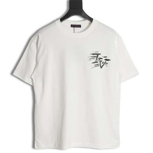 T-shirt a maniche corte con graffiti dipinti a mano di LV Louis Vuitton 23SS