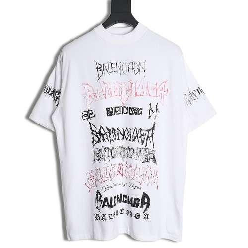 T-shirt a maniche corte con lettera a stampa intera BLCG Balenciaga 24SS Year of the Dragon