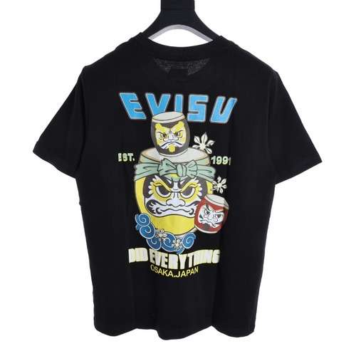 EVISU Lucky God Daiko Daruma 1991 modello logo maniche corte