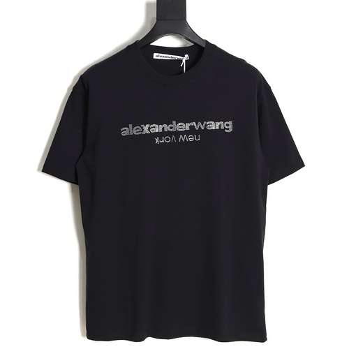 Maglietta a maniche corte con diamanti caldi AW Alexander Wang 23SS con lettere di strass