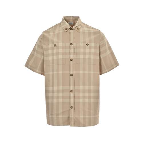 BBRCamicia a maniche corte scozzese con doppia tasca di Burberry anni 23